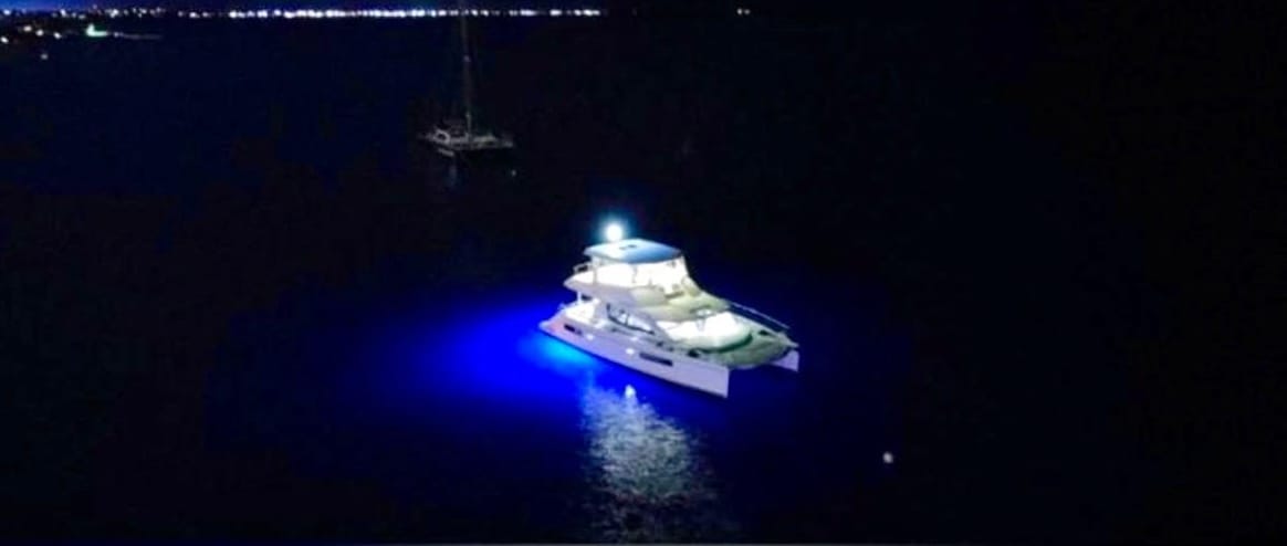 Leoport Catamaran at night